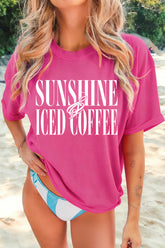 Rose Red SUNSHINE ICED COFFEE Casual Summer T Shirt - Aaria Tees
