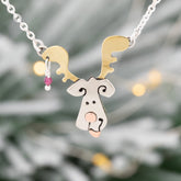 Doggie Reindeer Mixed Metals Necklace - Aaria Tees
