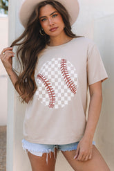 Checkered Baseball Graphic Tee - Aaria Tees