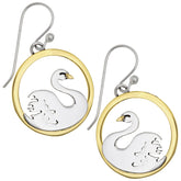 Sterling Silver & Brass Swan Earrings - Aaria Tees
