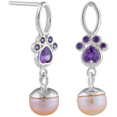Paw Print Sparkle Sterling & Pearl Earrings - Aaria Tees