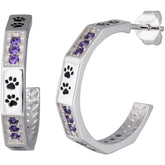 Paws & Crystals Sterling Hoop Earrings - Aaria Tees