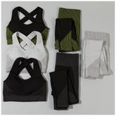 Textured Leggings & Sports Bra Activewear Set - Aaria Tees