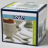Porcelain Egg Cups & Spoons - Set of 4 - Aaria Tees