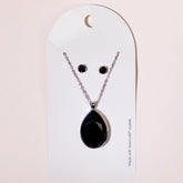 Swarovski Tear Drop Necklace & Post Earrings - Aaria Tees