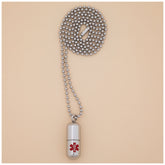Stainless Steel Medical Alert Pill Container Necklace - Aaria Tees
