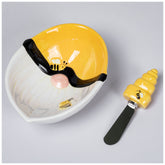 Bee Gnome Ceramic Bowl & Spreader Set - Aaria Tees