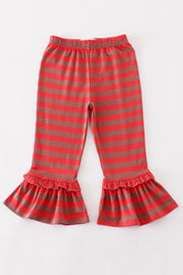 Platinum Red stripe ruffle pants - Aaria Tees