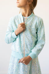 Aqua Sequin Jacket - Aaria Tees