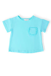 Aqua Ruffle Pocket Tee - Aaria Tees