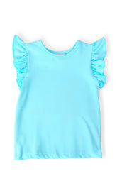 Aqua S/S Ruffle Tee - Aaria Tees