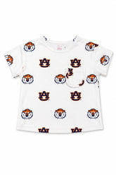 Auburn White Aubie Ruffle Pocket Tee - Aaria Tees