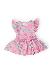 Beachy Blooms S/S Flutter Twirl Bodysuit - Aaria Tees
