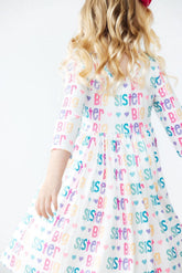Big Sister 3/4 Sleeve Pocket Twirl Dress - Aaria Tees