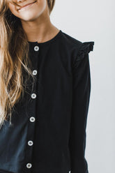 Black Ruffle Cardigan - Aaria Tees