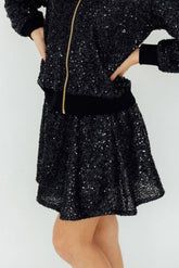 Black Sequin Twirl Skort - Aaria Tees