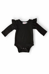 Black L/S Flutter Bodysuit - Aaria Tees