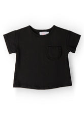 Black Ruffle Pocket Tee - Aaria Tees