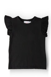 Black S/S Ruffle Tee - Aaria Tees