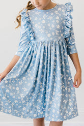 Bluebell 3/4 Sleeve Ruffle Twirl Dress - Aaria Tees