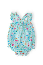Bluebell Breeze Ruffle Cross Back Romper - Aaria Tees