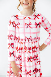 Bow La La L/S Pocket Twirl Dress - Aaria Tees