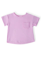 Bright Lilac Ruffle Pocket Tee - Aaria Tees