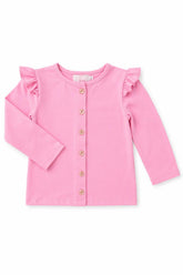Bubblegum Pink Ruffle Cardigan - Aaria Tees