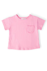 Bubblegum Pink Ruffle Pocket Tee - Aaria Tees