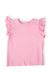 Bubblegum Pink S/S Ruffle Tee - Aaria Tees
