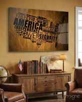USA Map Glass Wall Art - Aaria Tees