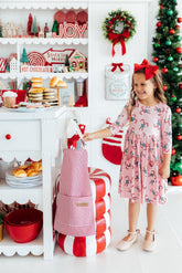 Candy Cane Cutie 3/4 Sleeve Pocket Twirl Dress - Aaria Tees