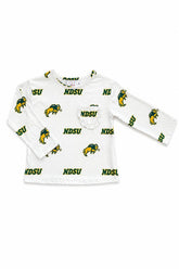 North Dakota State University White Bison L/S Ruffle Pocket Tee - Aaria Tees
