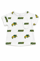 North Dakota State University White Bison Ruffle Pocket Tee - Aaria Tees