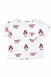 Virginia Tech White Hokie Ruffle Pocket Tee - Aaria Tees