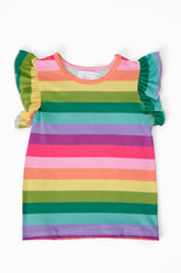 Cheerful Stripes S/S Ruffle Tee - Aaria Tees