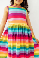 Cheerful Stripes Tank Twirl Dress - Aaria Tees