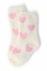 Coconut/Light Pink Heart Cozy Socks - Aaria Tees