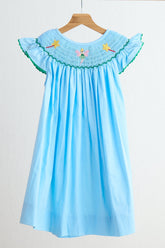 Blue fairy hand smocked dress - Aaria Tees