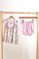 Pink easter cross emrboidery floral girl set - Aaria Tees