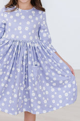 Dainty Daisies 3/4 Sleeve Pocket Twirl Dress - Aaria Tees