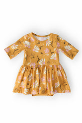 Dandelions in Fall 3/4 Sleeve Twirl Bodysuit - Aaria Tees