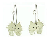 Dancing Cat Silver-Tone Hoop Earrings - Aaria Tees