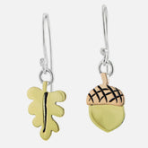 Leafy Charms Acorn Mixed Metals Wire Earrings - Aaria Tees