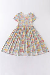 Platinum floral print dress for adult - Aaria Tees