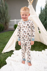 Camp Paws (Long Sleeve PJ) - Blue - Aaria Tees