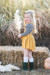 Mustard Faux Suede Pinafore - Aaria Tees