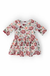 Footballs & Flowers 3/4 Sleeve Twirl Bodysuit - Aaria Tees