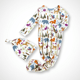 Forest Friends Newborn Bamboo Gown - Aaria Tees
