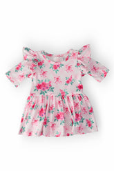 Gingham Bows 3/4 Sleeve Flutter Twirl Bodysuit - Aaria Tees